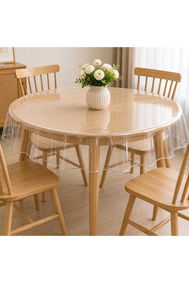 Transparent 0.15 mm Thickness 160 cm Diameter Round Erasable Pvc Oilcloth Tablecloth