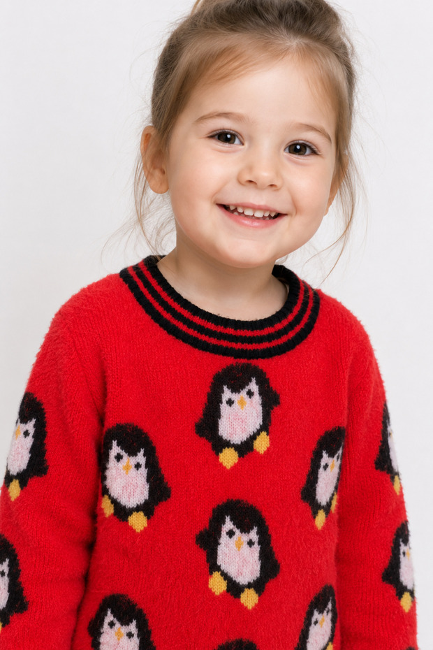 Penguin Patterned Girls' Sweater 23212