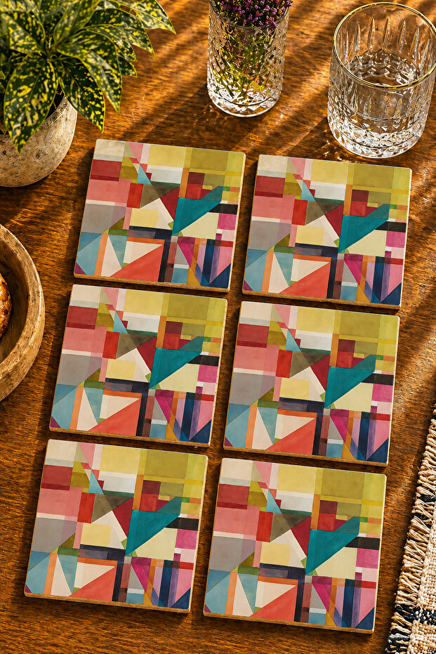 Modern Set of 6 Coasters - Uv Printing Mdf - 10X10 cm