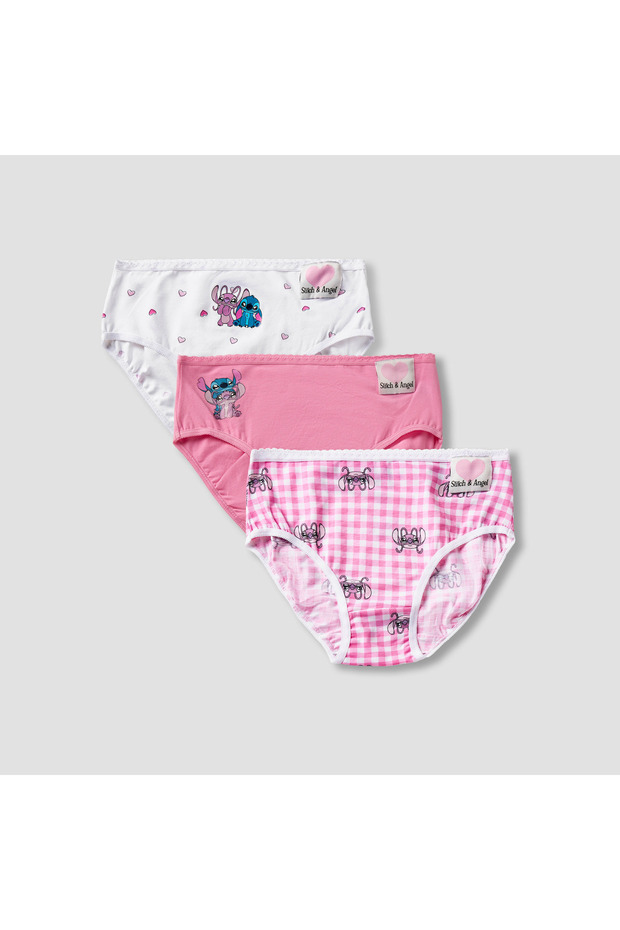 Pack of 3 Briefs with Angel and Stitch Print