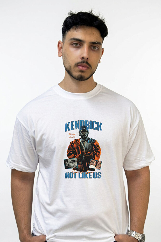 Kendrick Not Like Us Design Printed Oversize White T-Shirt