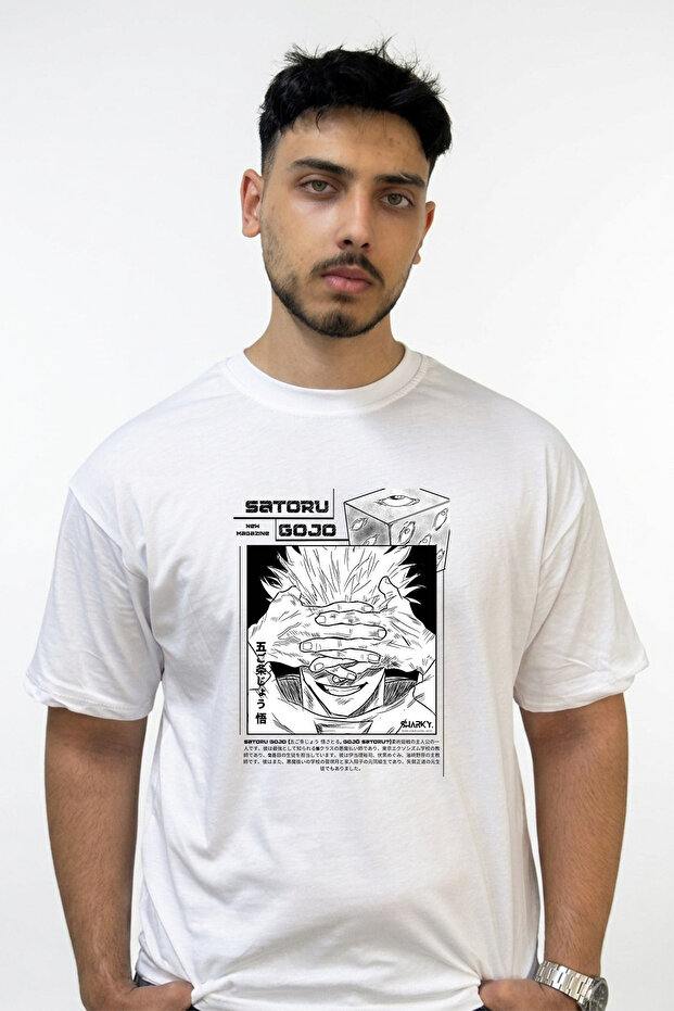 Gojo Satoru_45 Design Printed Oversize White T-Shirt