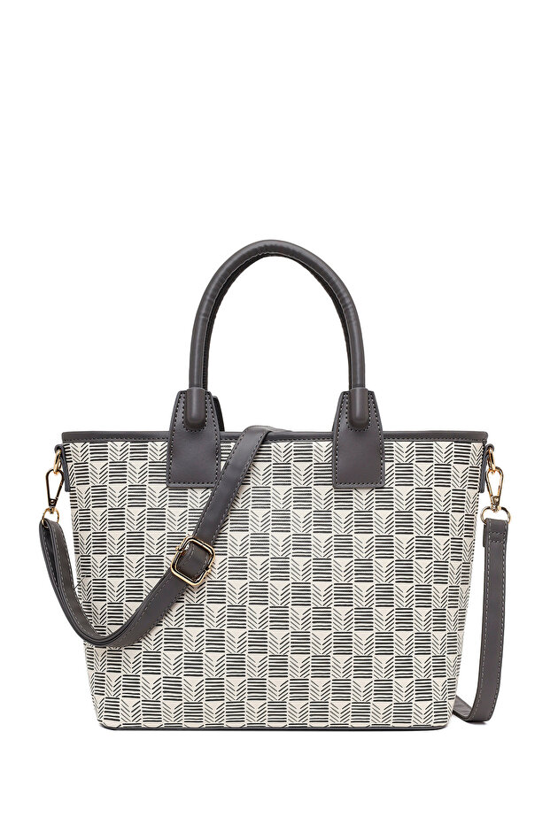 Women's Cream Long Strap Printed Shoulder Bag 26Pbd264626