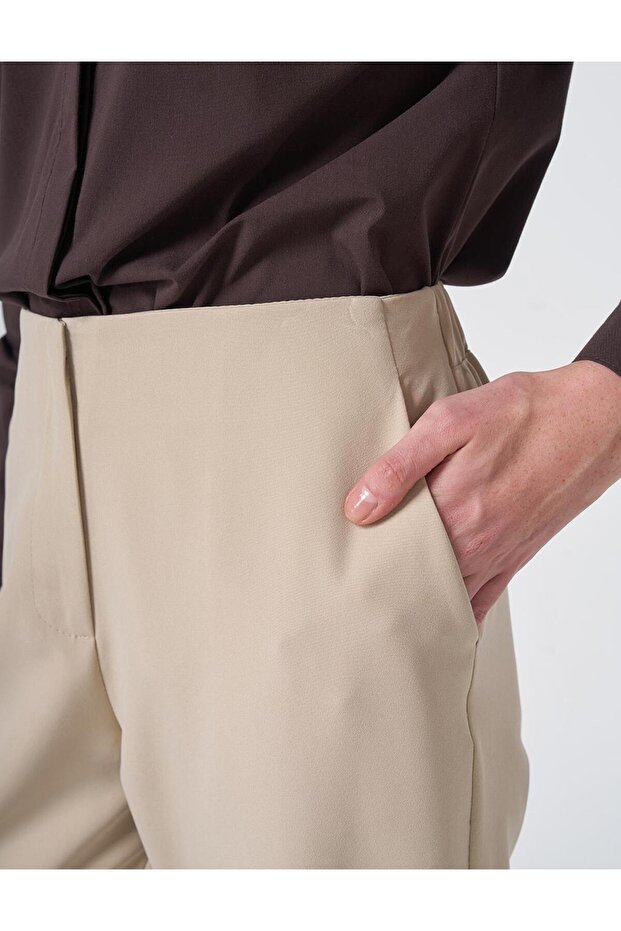 Basic Fabric Trousers Stone - 6
