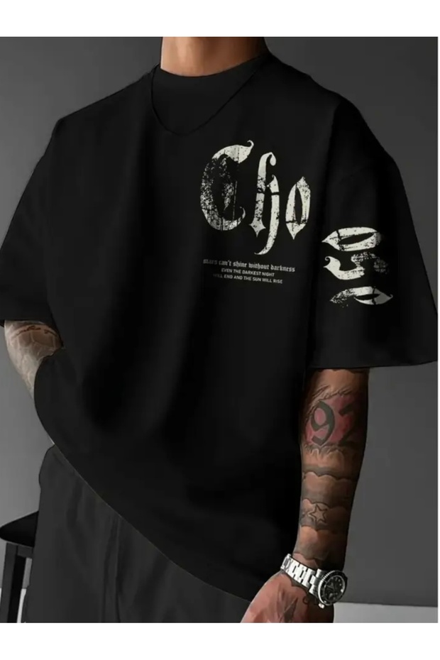 New Season Chest Sleeve Printed 100% Cotton Large Size Modern Men's T-Shirt