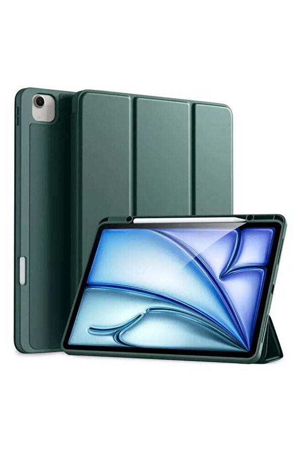 Pine Green Trifold Stand Case for iPad Air 13" M2 (2024) & iPad Pro 12.9" (6th/5th/4th Gen)