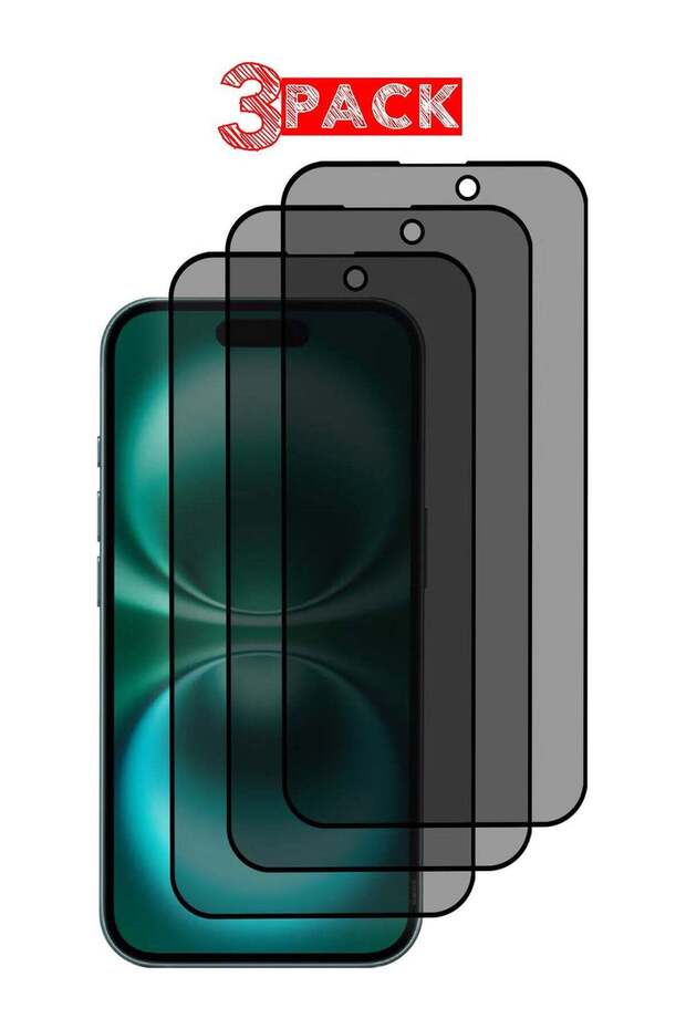 3-Pack iPhone 16 Plus Privacy Screen Protector – Anti-Spy Tempered Glass, 9H Hardness, Case-Friendly, Black Privacy Film