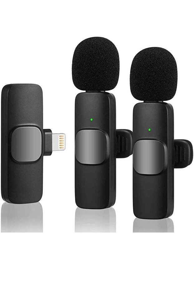 Wireless Lavalier Microphone for iPhone iPad - Plug-Play Wireless Mic with 2 Microphones for USB-Lighting iPhone - Video Recording, Interview
