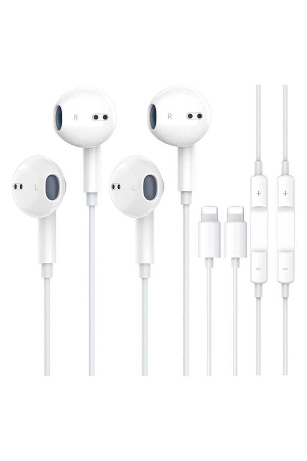 2 Pack Apple Earbuds for iPhone Wired Headphones with Microphone, MFi Certified, Noise Isolating