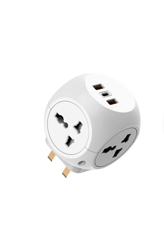 Multi-Side Power Socket Extension, 3D Cube Design with Multiple AC Outlets & USB Ports, Surge Protector for Home & Office