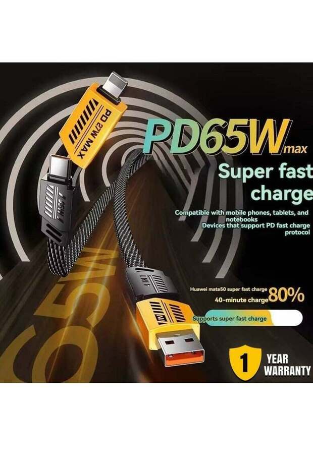4-in-1 Multi-Function Super-Fast USB Charging Cable – 65W USB C & USB A with Cable Holder