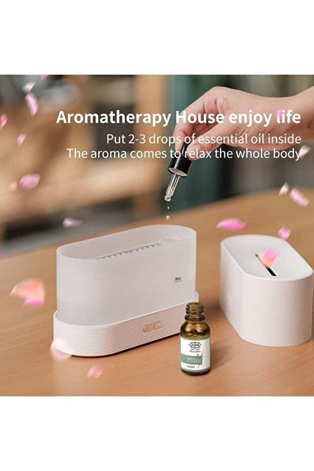 Humidifier Flame Aroma Diffuser Aromatherapy, 180ml (White) - 4