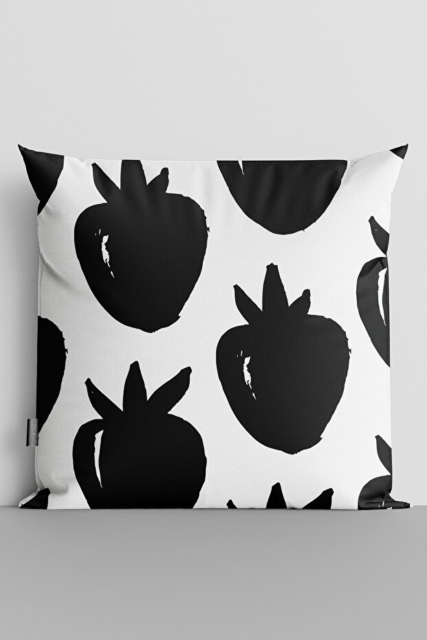 Black Pomegranates Double Sided Digital Printed Throw Pillow Cover - 2282