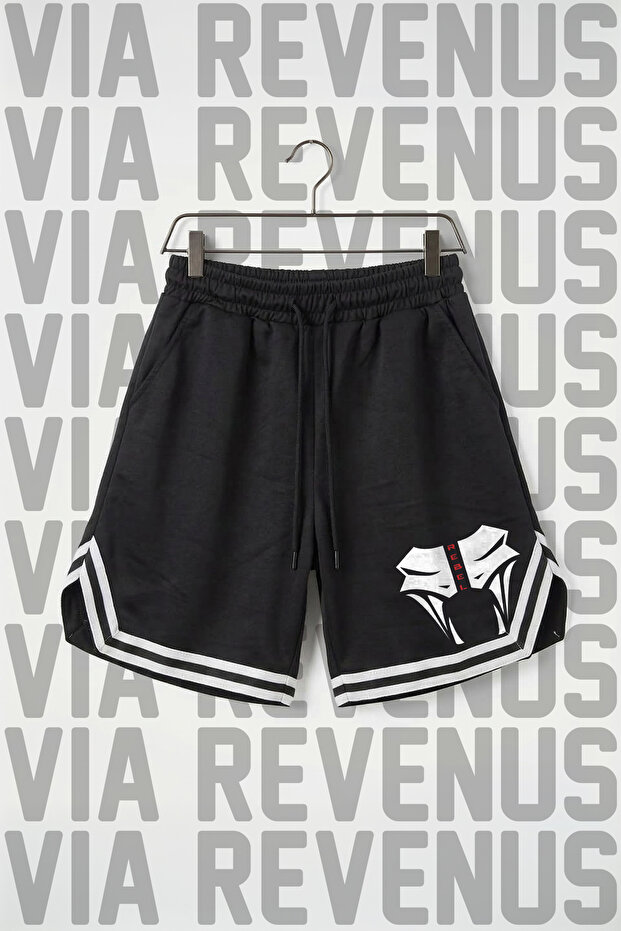 Rebel Printed Unisex Vortex Fabric Sports Training Shorts with Stripe Detail