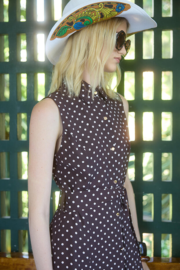 Polka Dot Belted Flared Jacket - 3
