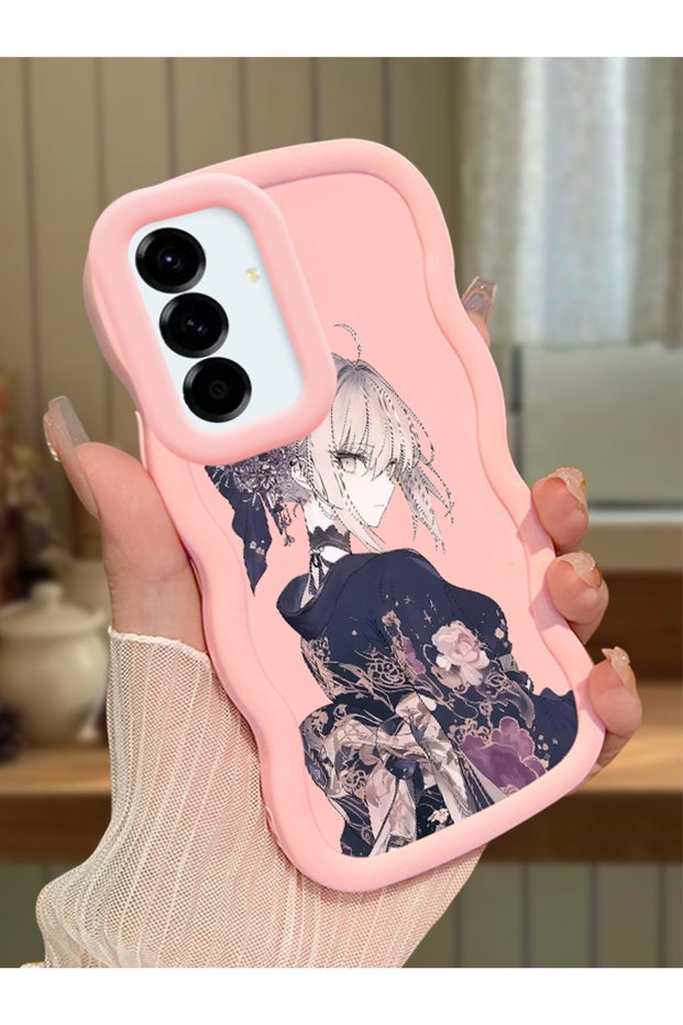 Samsung Galaxy A56 Compatible Case Camera Protector Pink Silicone Couple Phone Case Girl Pattern