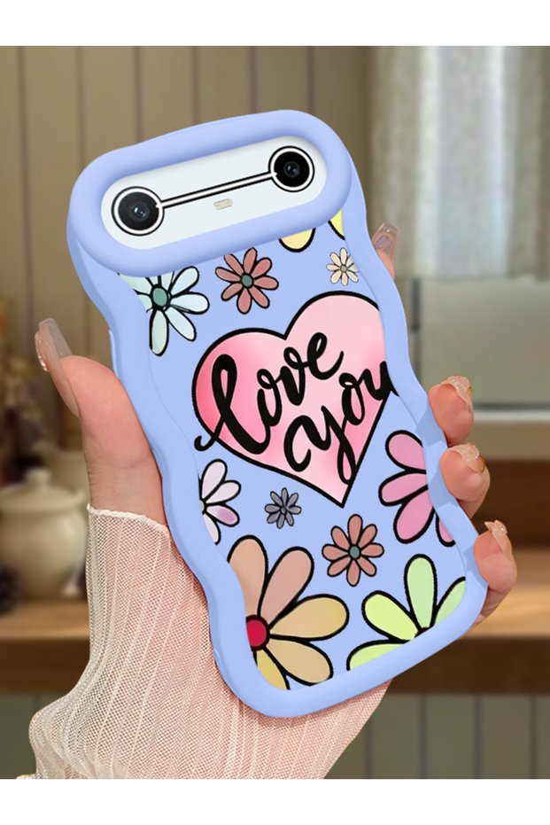 Tecno Spark Slim Compatible Case Camera Protector Blue Silicone Couple Phone Case Floral Pattern