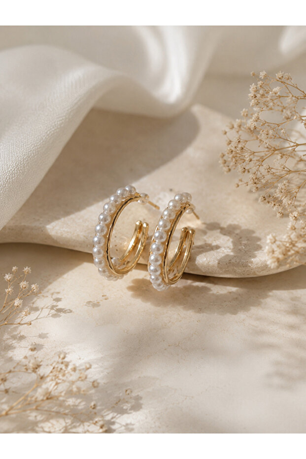 Pearl Charm Hoops - 1