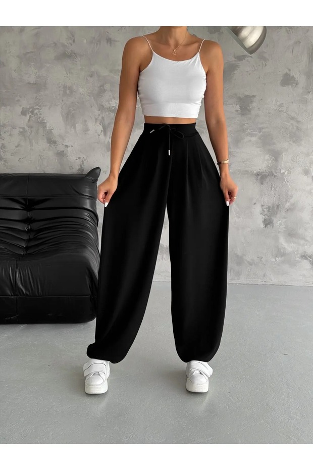 Women's Flexible Fabric Shalwar Pants with Elastic Waist