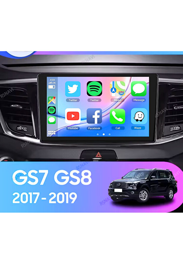 شاشة أندرويد لسيارة جاك GS8 موديلات 2017، 2018، 2019، 4 جيجابايت رام، 64 جيجابايت روم، تدعم كاربلاي لاسلكي وأندرويد أوتو، كاميرا خلفية مدمجة بتقنية AHD.