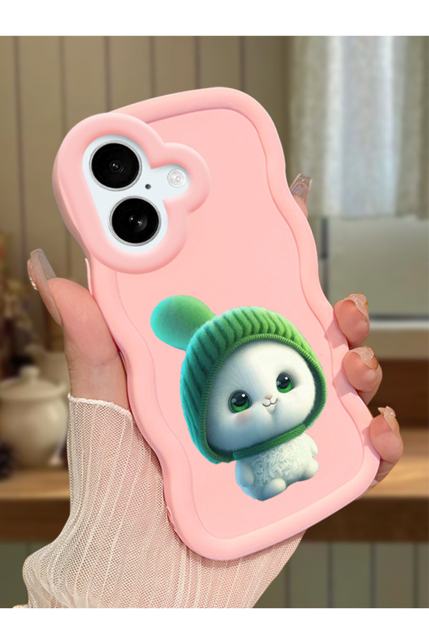 iPhone 17 Compatible Case Camera Protector Pink Silicone Couple Phone Case Cute Pattern