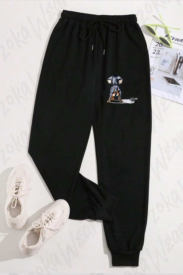 Unisex Dachshund Dog Pupy Back Printed Sweatpants