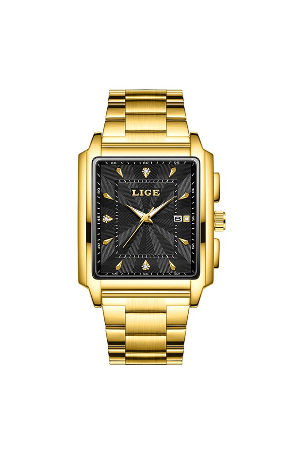 LIGE Gold black LIGE Fashion Waterproof Watch For Women Top Brand Luxury Women Watch Casual Sport Da