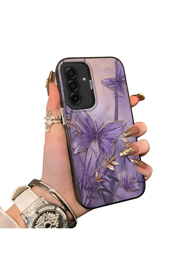 Samsung Galaxy A17 Compatible Silicone Edge Hard Back Case Couple Phone Case Butterfly Pattern