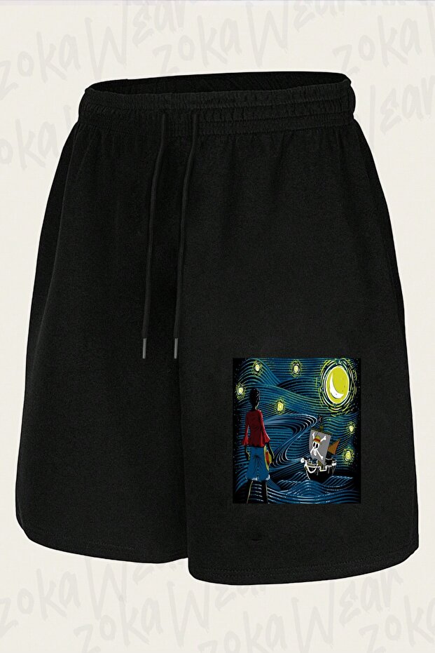 Unisex One Piece Drawing Design Printed Shorts