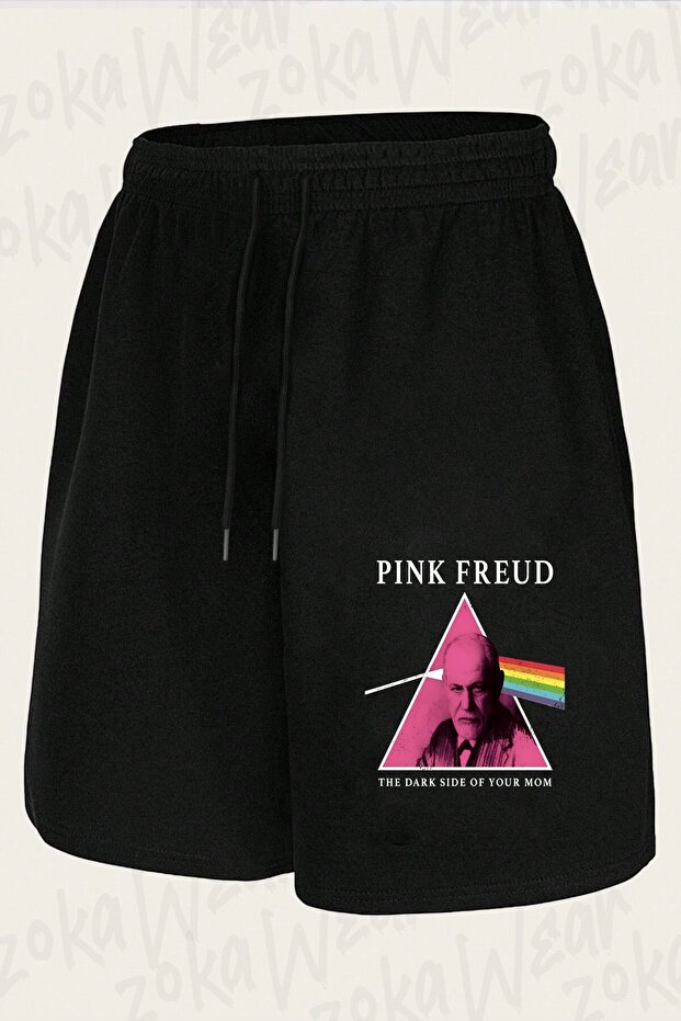 Unisex Pink Freud Dark Side Design Printed Shorts