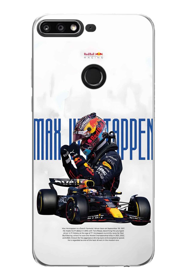 Huawei Y7 2018 Compatible Max Verstappen Patterned Transparent Phone Case
