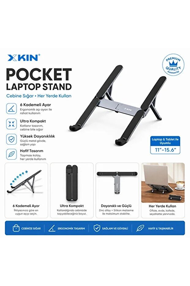Foldable Adjustable Laptop Stand – Portable Ergonomic Notebook Riser - 2