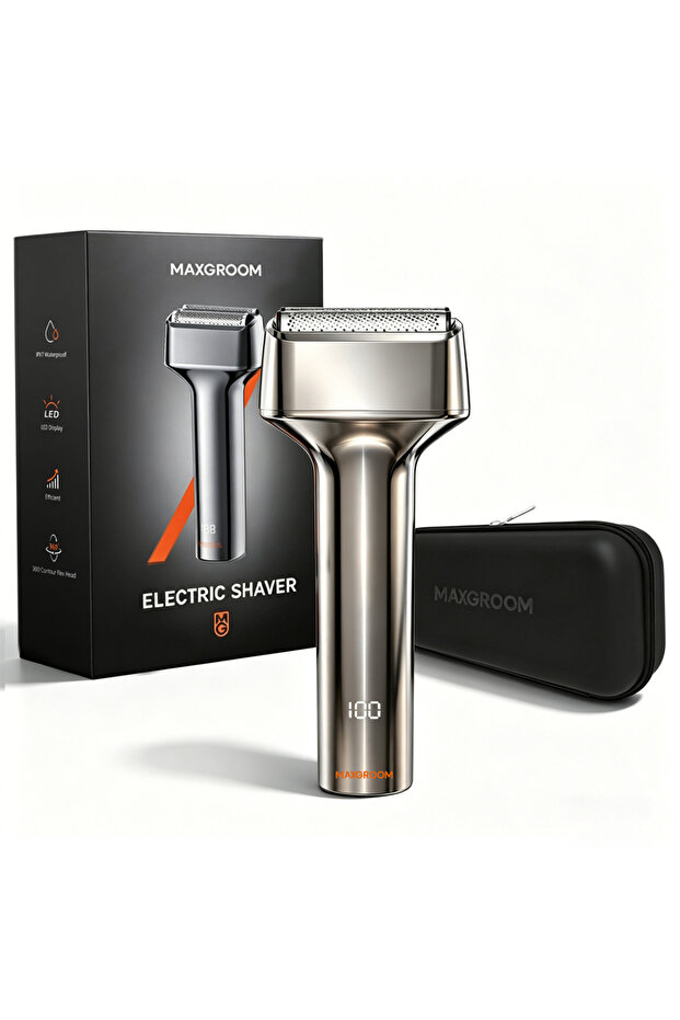 Beard Shaver MAXGROOM 3 Floating Blade Electric Shaver IPX7 Waterproof Wet Dry Use Rechargeable LED