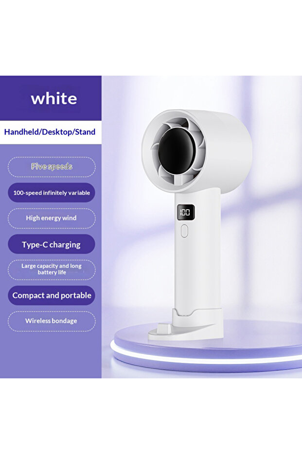 F103-white مروحة محمولة باليد بـ 100 سرعة للرياح، مروحة يدوية صغيرة بدون شفرات، قابلة لإعادة الشحن عبر USB، عالية السرعة