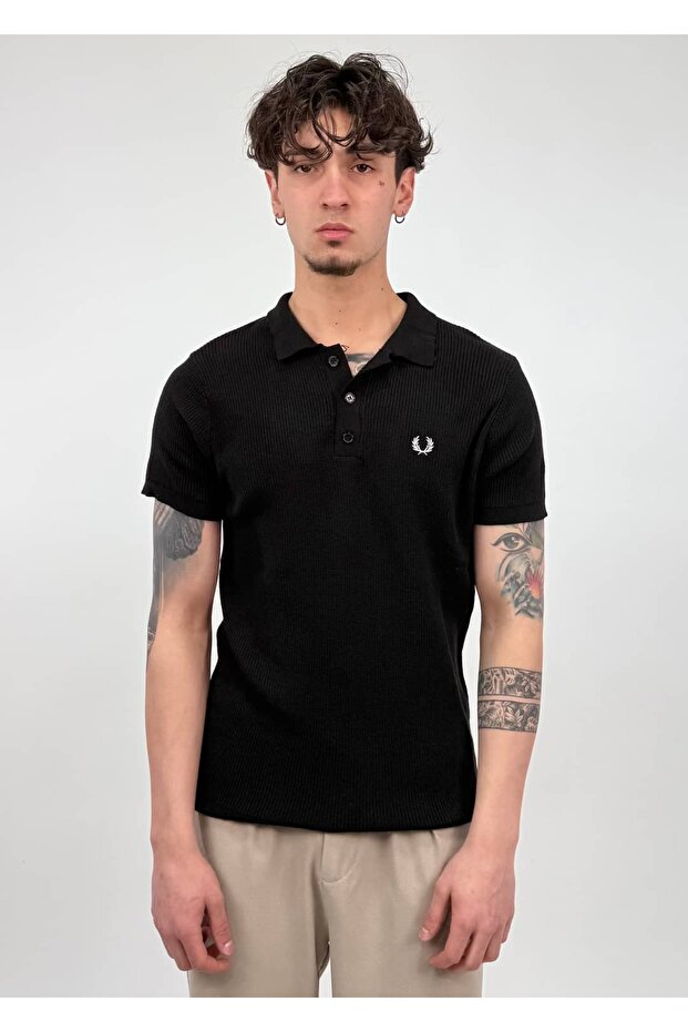 Rib Textured Slim Fit Polo T-Shirt