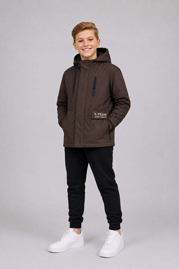 Boy's Hooded Pocket Lined Seasonal Raincoat