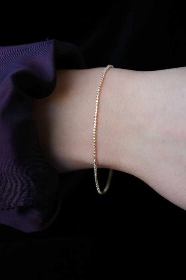 Women's Gold Tamtur Zircon Stone Thin Waterway Bracelet Xuping Jewelry Model
