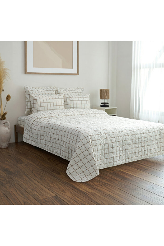 Double Square Patterned Multi-Purpose Bedspread & Pike with 2 Pillowcases / 200*220