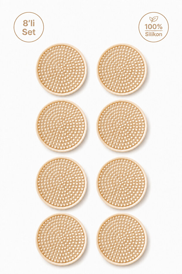 8 Pieces of Silicone Coasters – Coasters – 100% Silicone Coasters Ecru