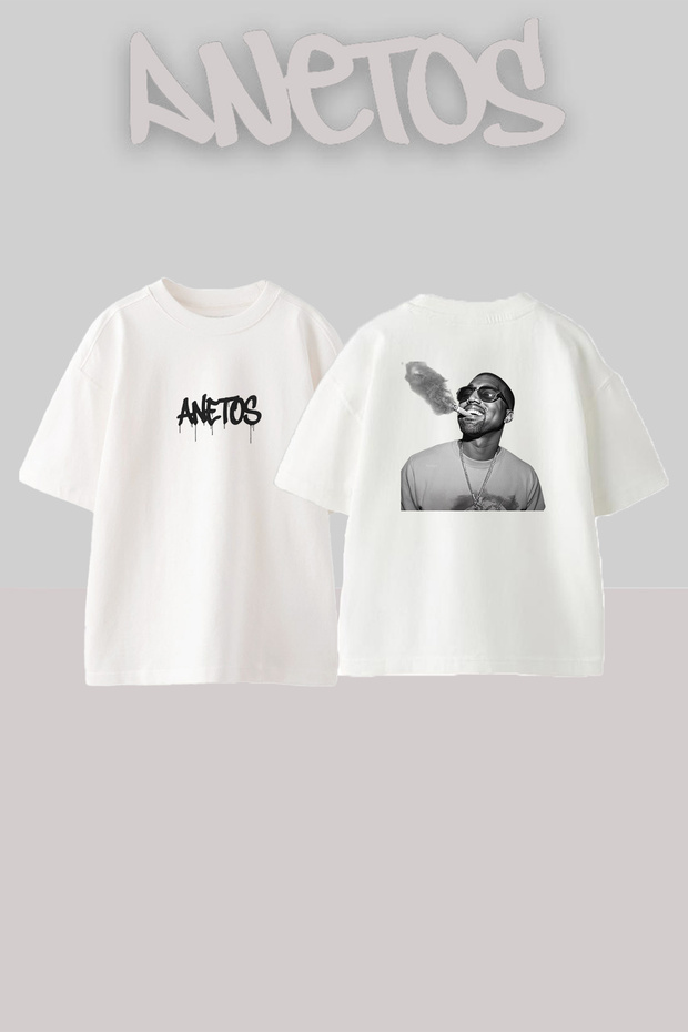 Kanye West Cigar Design Printed Unisex Oversize White Tshirt