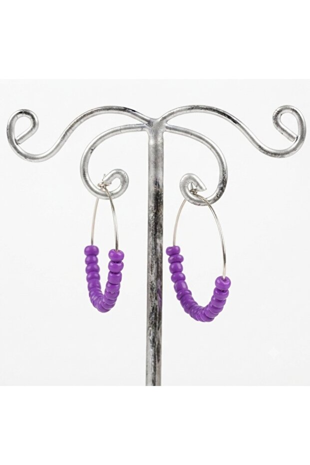 Handmade Sand Bead Hoop Earrings | Minimal, Lightweight, and Suitable for Daily Use