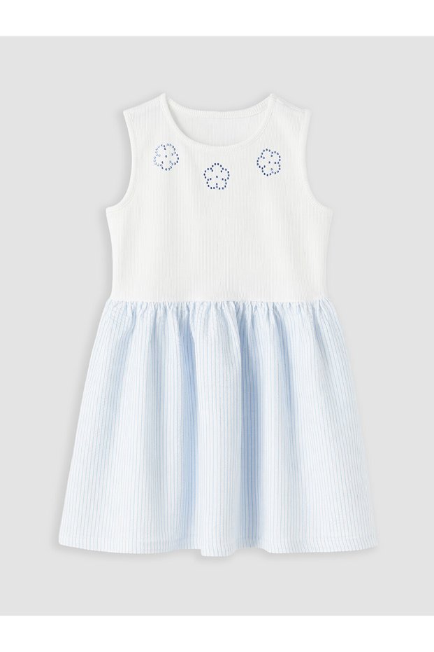 Vizyon New Season Crew Neck Embroidered Girls' Dress