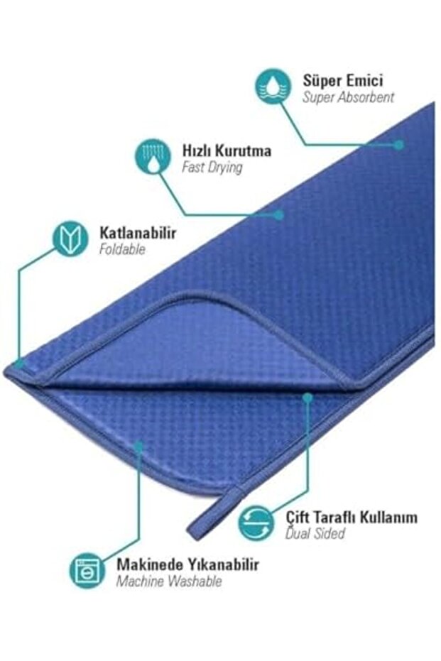nht shop AKSU Livarno سجادة تجفيف الأطباق المصنوعة من الألياف الدقيقة قابلة للطي ذات سطحين ألمانيا 44X36