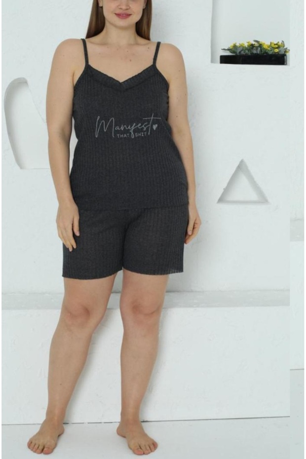 100% Cotton Organic Summer Women's Strappy Plus Size Pajama Set