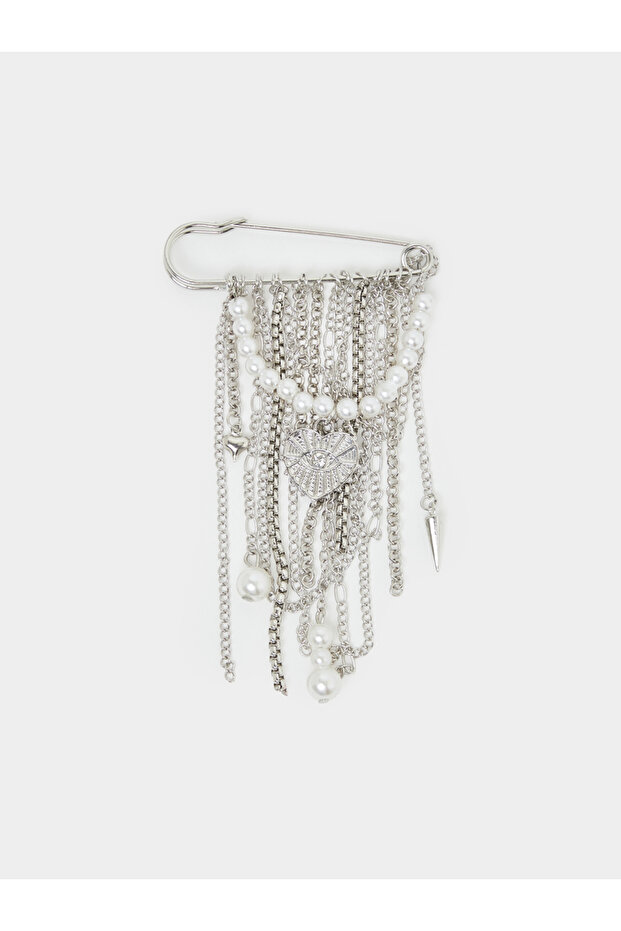 Silver Tassel Pearl Brooch