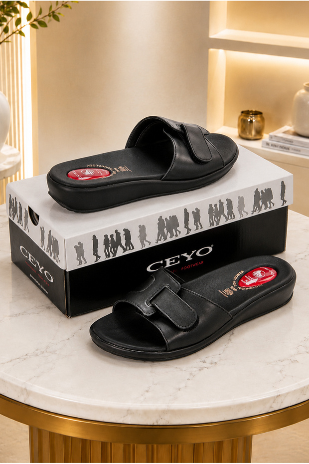 Women's Hajj Umrah Slippers - Adjustable Velcro Orthopedic Comfortable Sole Daily Slippers 9200-12