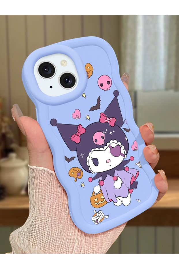 iPhone 15 Plus Compatible Case Camera Protector Blue Silicone Couple Phone Case Cartoon Pattern