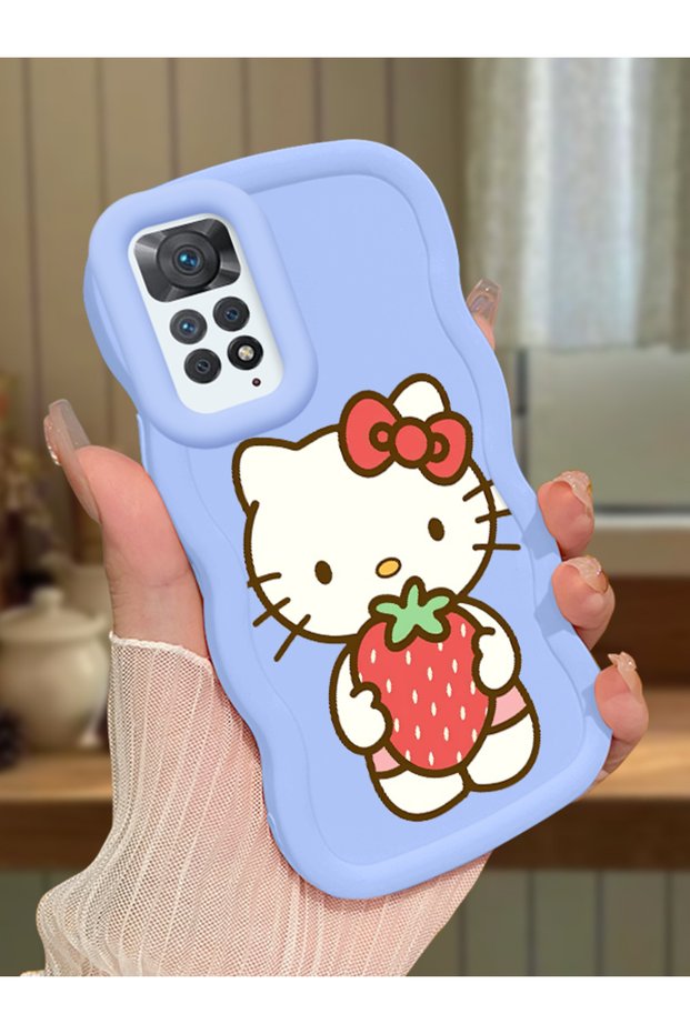 Redmi Note 11 Pro 4g Compatible Case Camera Protector Blue Silicone Couple Phone Case Kitty Pattern