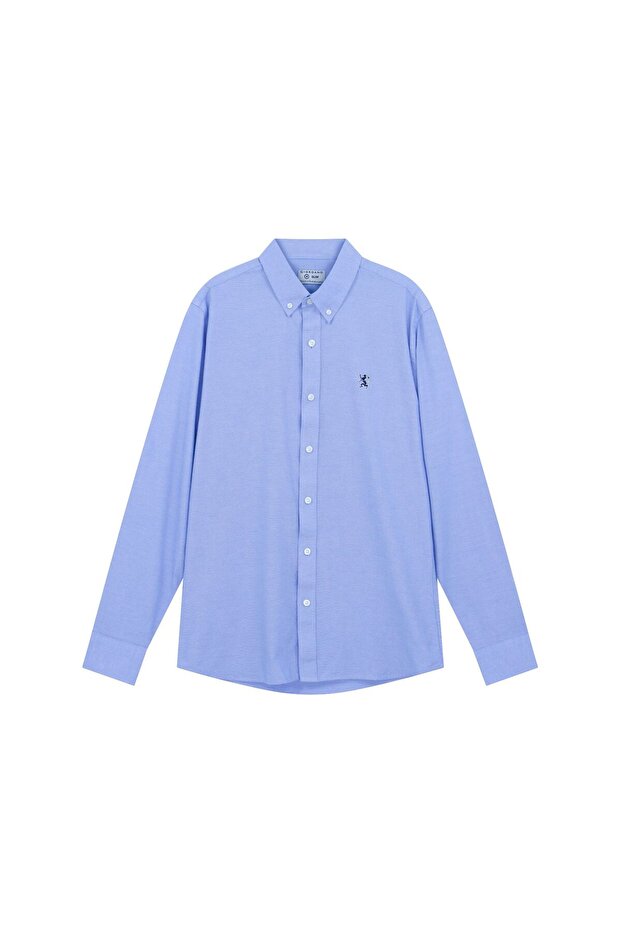 Men’s Cotton Slim Oxford Shirt with Embroidery