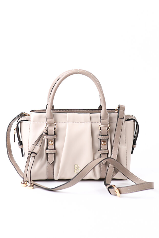 Bottier Beige Leather Women's Shoulder Bag - Cnt356